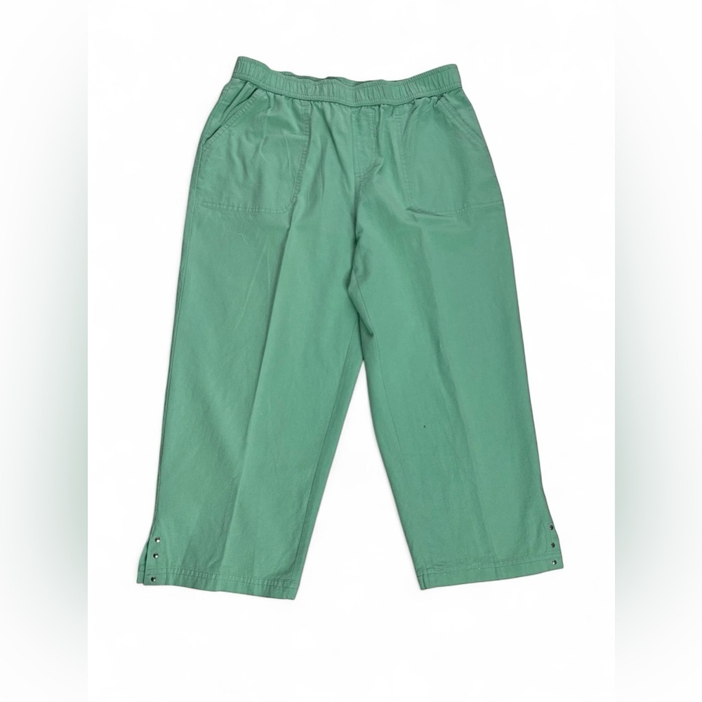 Emily Daniels Green Cotton Elastic Waist Capri Pants New Without Tags S